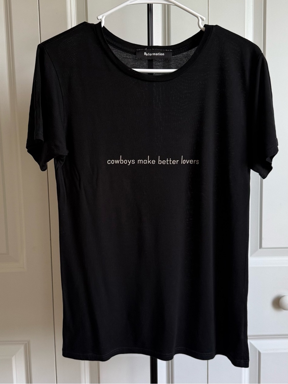 Reformation Black Cowboys Make Better Lovers Tencel Tee S Made in USA